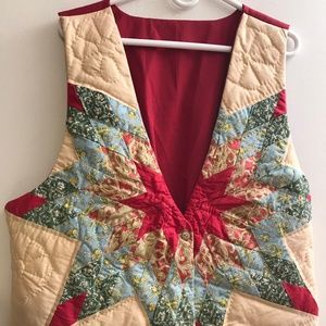 Vintage Handcrafted Quilted Starburst Vest Bust 50